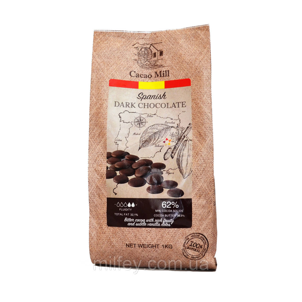 Чорний шоколад 62%, Natra Cacao, Іспанія, 1 кг