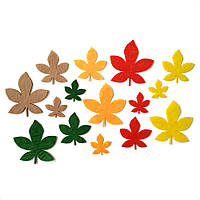 Декор із фетру Набір фігурок "Осінні листя каштана" для творчості (вирубка, висічка)