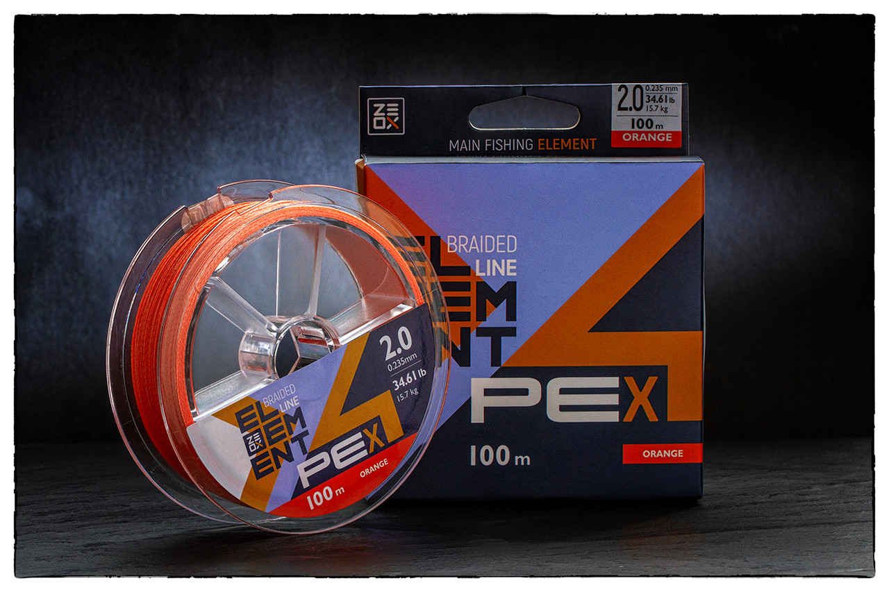 Шнур Zeox Element PE X4 (помаранчовий) 0.185 mm 150 м