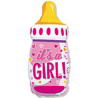 FM Бутылочка розовая IT'S A GIRL шар фольгированный 80х43 см - В УП MrShar