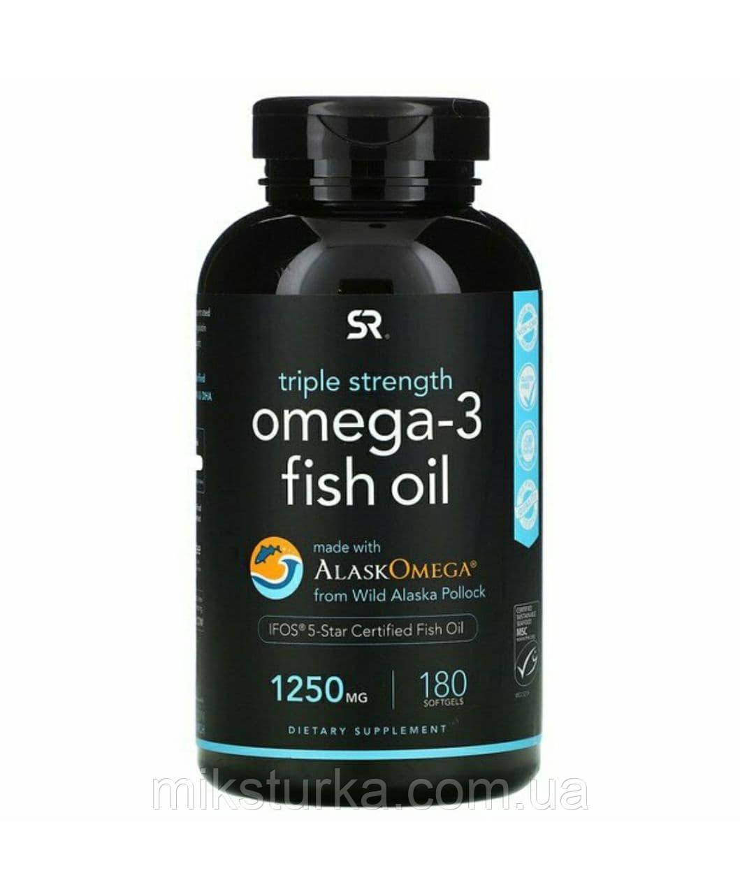 Вітамін Omega-3, SR 1250мг, 180 капсул