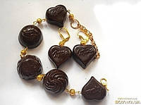 Незвичайна прикраса для дівчинки браслет і сережки з цукерками з полімерної глини