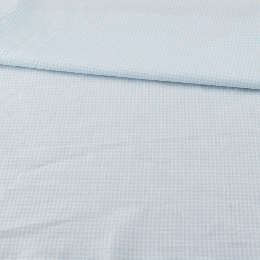 Коттон в біло-блакитну дрібну клітку ш.160