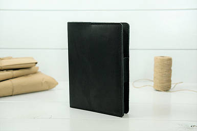 Обкладинка для блокноту А5 Дизайн №1 з натуральної шкіри колір Чорний