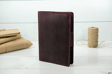 Обкладинка для блокноту А5 Дизайн №1 з натуральної шкіри колір Бордо