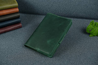 Шкіряна обкладинка для блокноту А5 Дизайн №1, натуральна Вінтажна шкіра, колір Зелений