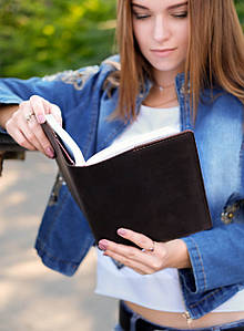 Обкладинка для блокноту А5 Дизайн №1 з натуральної шкіри колір Шоколад