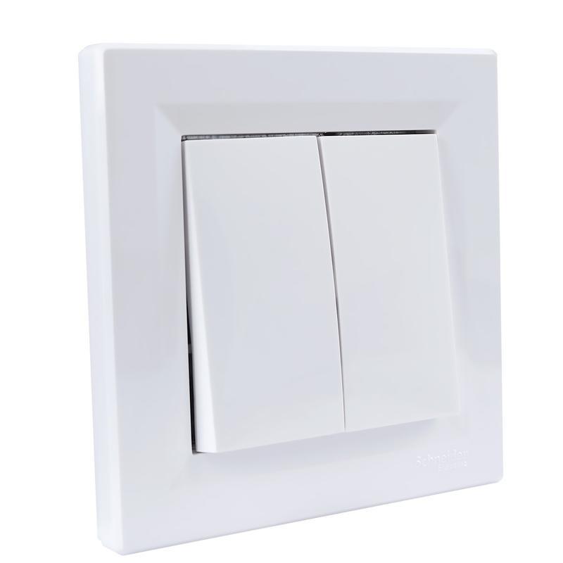 Вимикач двоклавішний білий ASFORA, фото 1