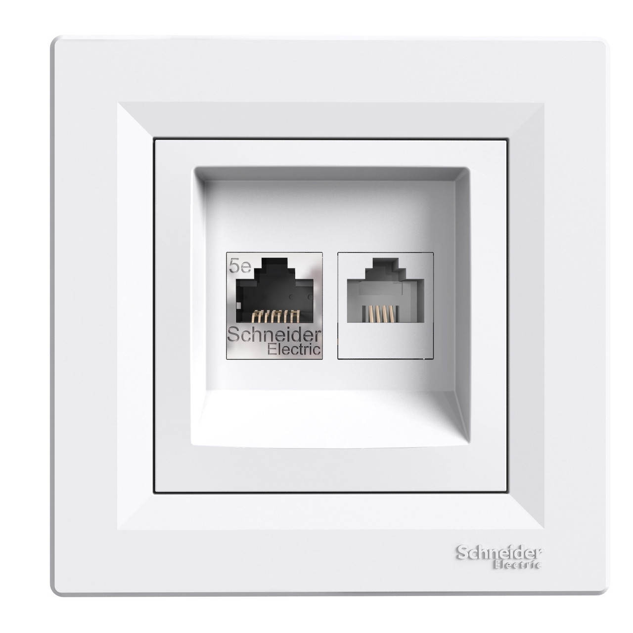 Розетка комп'ютерна + телефонна біла ASFORA, фото 1