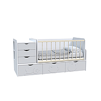 Дитяче ліжко-трансформер з ЛДСП / МДФ Binky ДС504А (3 в 1) аляска / попелястий софттач Artinhead
