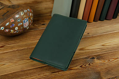 Обкладинка для блокноту А5 Дизайн №1 з натуральної шкіри колір Зелений