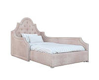 Дитяче ліжко для дівчинки MeBelle MAGESTY 90х190 односпальне з бортиками механізмом, рожевий бежевий велюр