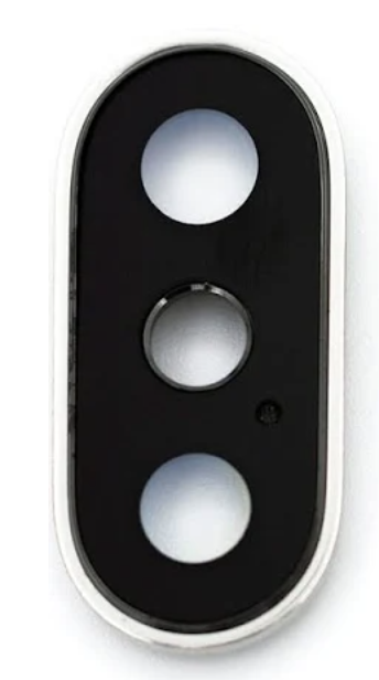 Скло камери для iPhone X, сріблясте, в рамці