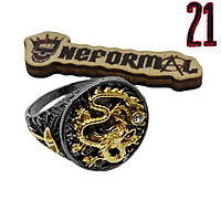 Кольцо золотой дракон, черное, Размер 21 (N0221)