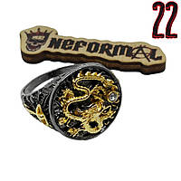 Кольцо золотой дракон, черное, Размер 22 (N0221)