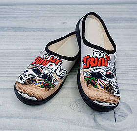Дитячі Капці для хлопчиків Машина Чорна підошва Сірі Waldi Україна розмір 28
