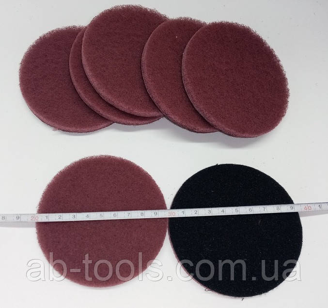 Круг D100 на липучці зернистість 400 із скотч-брайта бордо, фото 1