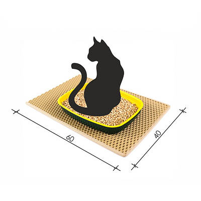 Килимок для котячого туалету EVAPLAST 60х40см, бежевий