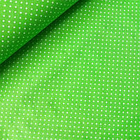 Тканина з білими крапками на салатовому, ш. 160 см