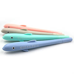 DSCN0289 Ручка детск. с игрушкой "Hello dolphin" гелевая, синяя, mix, 12шт/этик.