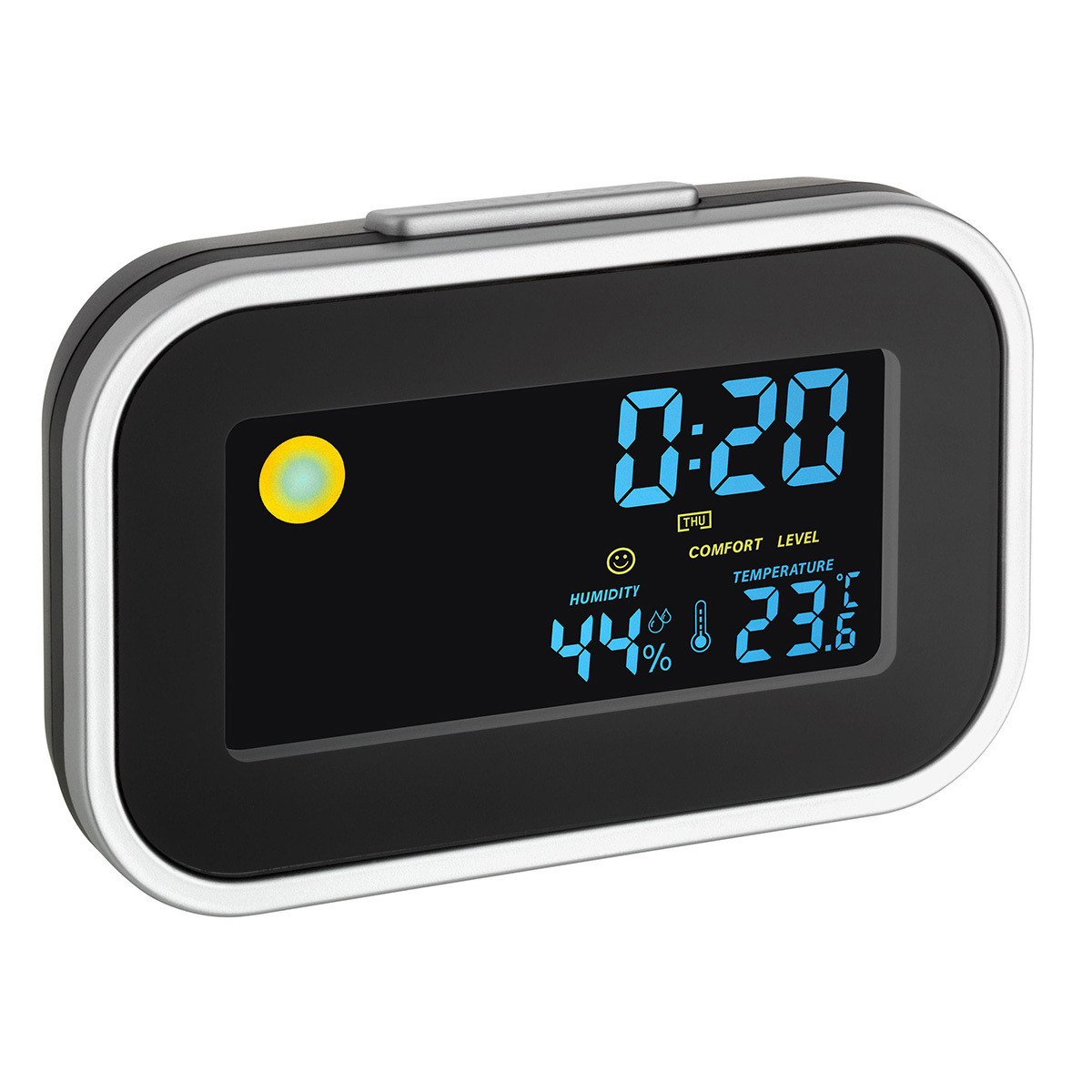 Термометр-гігрометр цифровий з годинником TFA Black 120*35*78мм (602015)