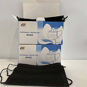 Маски медичні одноразові чорні мельтблаун, 50 шт Китай