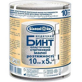 Бинт еластичний стрічковий "Білосніжка" 10 см x 5 м малої розтяжності