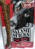 Ласощі для собак М'ясні палички Perfecto dog яловичина салямі в асортименті, 5 г (1 шт.)