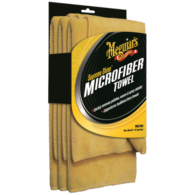 Набор полотенец микрофибровых Meguiar's Supreme Shine Microfiber Towel 40х60 см. 3 шт. желтые (X2020EU) - фото 1 - id-p1390009831