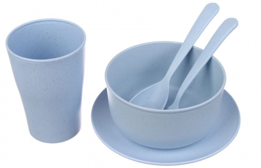 Набір еко посуду 68-246 блакитний, 5 предметів, фото 1