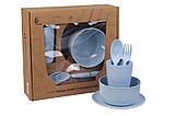 Набір еко посуду 68-246 блакитний, 5 предметів, фото 3