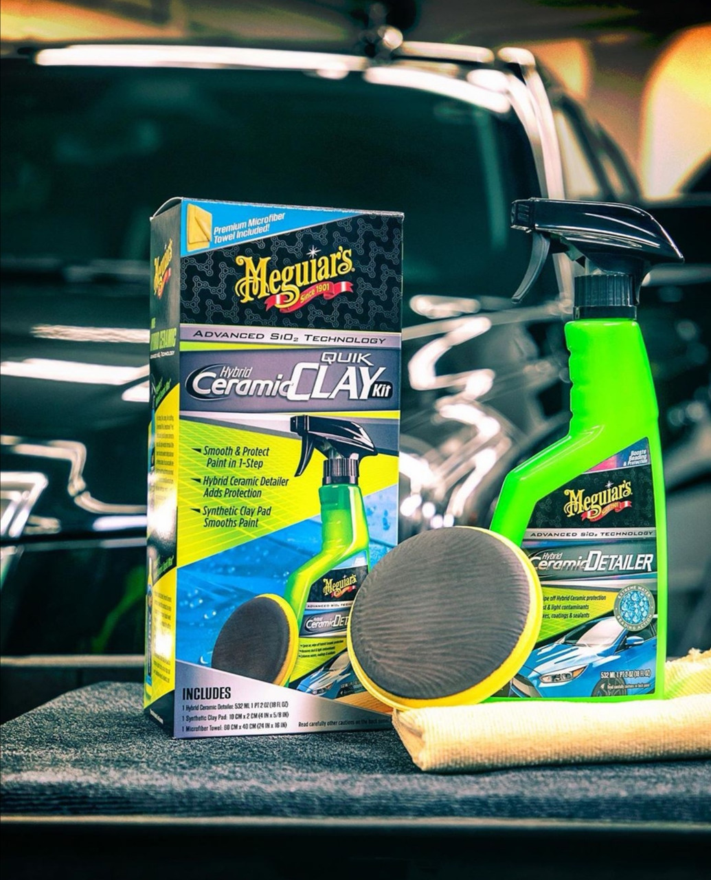 Набор для очистки кузова автомобиля з эффектом керамики Meguiar's Hybrid Ceramic Quik Clay Kit (G200200) - фото 4 - id-p1390010039