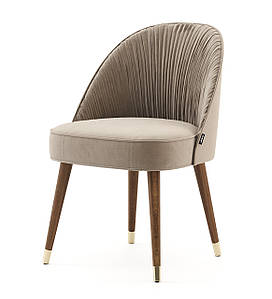 Обідній стілець кухонний MeBelle MONE 57 х 57 х 81 см в ресторан, кафе, бежевий, світло-коричневий велюр