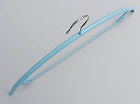 Плічка вішалки тремпеля металевий в силіконовому покритті блакитного кольору, довжина 42 см, фото 3