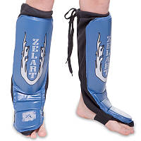 Защита для ног кожаная (голень и стопа) Zelart 7024 размер L Blue-Black