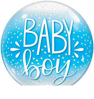 Фольгований повітряна куля круглий Baby boy блакитний 55 см Китай