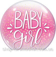Куля повітряна фольгований круглий Baby girl рожевий 55 см Китай