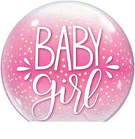 Куля повітряна фольгований круглий Baby girl рожевий 55 см Китай