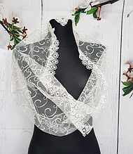 Шарф снуд для вінчання і хрестин Венера мереживо вензель молочний 2