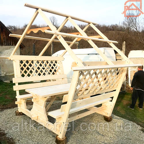 Каркас красивой дачной беседки из натурального дерева 2х2 м. (со столом ...