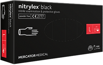 Чорні одноразові рукавички нітрилові Nitrylex PF BLACK