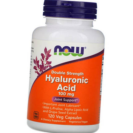 Гіалуронова кислота NOW Hyaluronic Acid 100 mg double strength 120 кап, фото 2