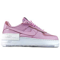 Женские кроссовки Nike Air Force 1 '07 Shadow Pink White, розовые кожаные кроссовки найк аир форс 1 шадоу