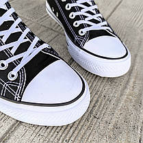 Чорні Кеди чоловічий чорний білий конверси converse літній текстовий сітка, фото 4