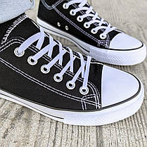 Чорні Кеди чоловічий чорний білий конверси converse літній текстовий сітка, фото 5