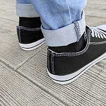 Чорні Кеди чоловічий чорний білий конверси converse літній текстовий сітка, фото 6