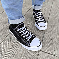 Черные Кеды мужские черно белые конверсы converse летние тканевые текстильные сетка 46 - 28.5 см