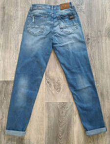 Модні блакитні жіночі джинси з високою посадкою з потертостями "Малібу" Повсякденні прямі жіночі джинси