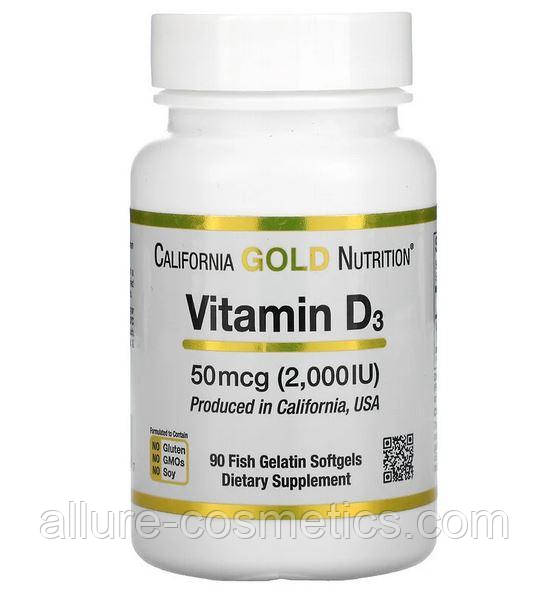 Вітамін D3 California Gold Nutrition Vitamin D3 2000 IU 90 шт.