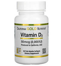 Витамин D3 California Gold Nutrition Vitamin D3 90, 2000